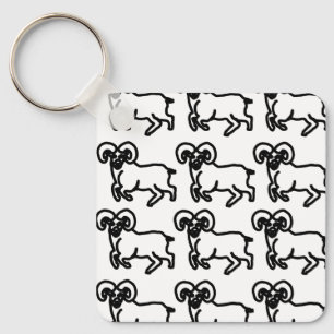 Bold Ram Zodiac Keychain – Minimal Aries Animal