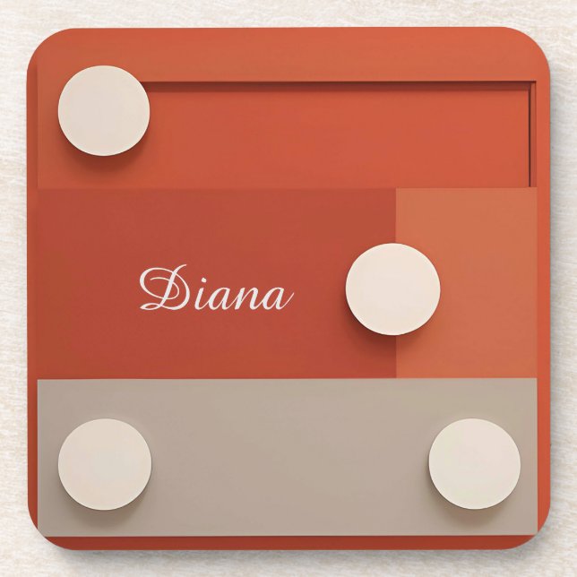 Bold Red Abstract Geometric Modern Artistic Coaster (Front)