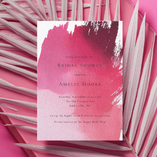 Bold Red Abstract Painting Modern Bridal Shower Invitation