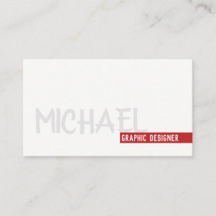 Bold Red Accent Grey Black Simple Text Business Card