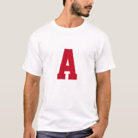 Bold Red Alphabet Letter Mens T-Shirt