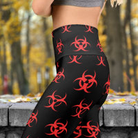 Bold Red and Black Biohazard Pattern Yoga