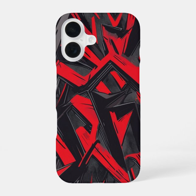 Bold Red and Black iPhone 16 Case (Back)