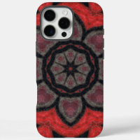 Bold Red and Black Kaleidoscope Flower Mandala