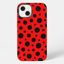 Bold Red and Black Polka Dot Pattern Design