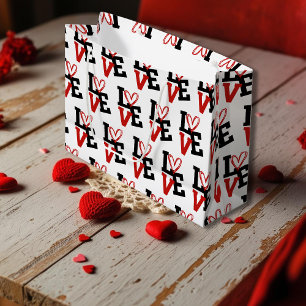 Bold Red and Black Romantic Pattern Design Large Gift Bag