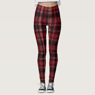 Bold Red and Black Tartan Plaid Leggings