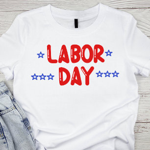 Bold Red and Blue Labour Day T-Shirt