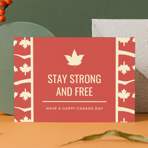 Bold Red and Cream Modern Maple Leaf Holiday Postcard
