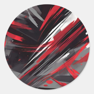 Bold Red And Grey Dynamic Classic Round Sticker