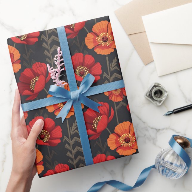 Bold Red and Orange Poppy Wrapping Paper (Gifting)