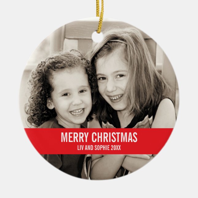 Bold Red and White Christmas Ornament (Front)