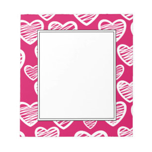 Bold Red and White Scribble Heart Pattern  Notepad