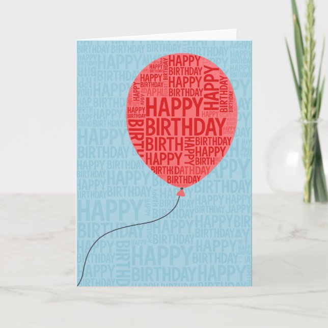 Bold Red Balloon Birthday Typography  Thank You Card (Front)