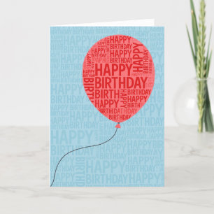 Bold Red Balloon Birthday Typography  Thank You Card