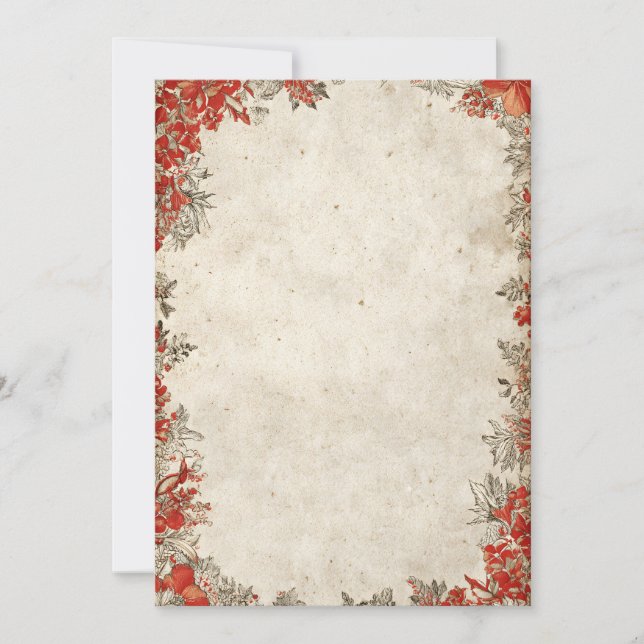 Bold Red Berry Frame | Vintage Christmas Invitatio Invitation (Front)