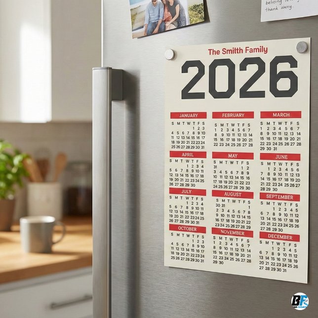 Bold Red Black Custom Family Name 2026 Caledar (Creator Uploaded)