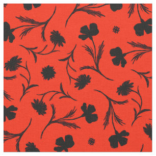Bold Red Black Liberty Floral Pattern Classy Chic Fabric