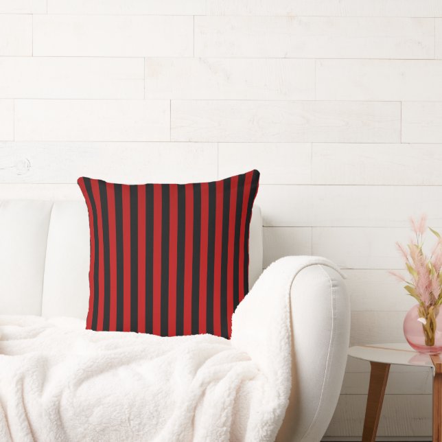 Bold Red & Black Striped Cushion (Couch)