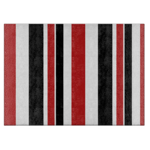 Bold Red Black Stripes Glass Cutting Board