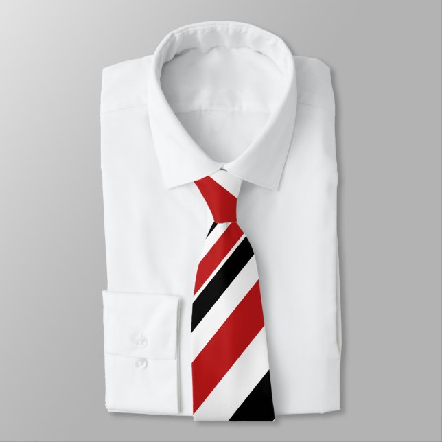 Bold Red Black Stripes Neck Tie (Tied)