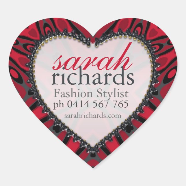 Bold Red Black Tribal Heart Stickers (Front)