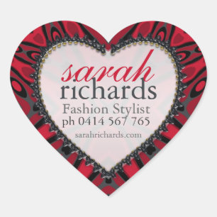 Bold Red Black Tribal Heart Stickers