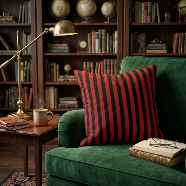 Bold Red & Black Vertical Striped Cushion (Creator Uploaded)