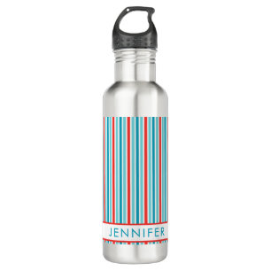 Bold Red Blue Vertical Stripes Personalised 710 Ml Water Bottle