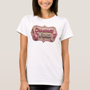 Bold Red CHAMPAGNE WISHES Text Design T-Shirt