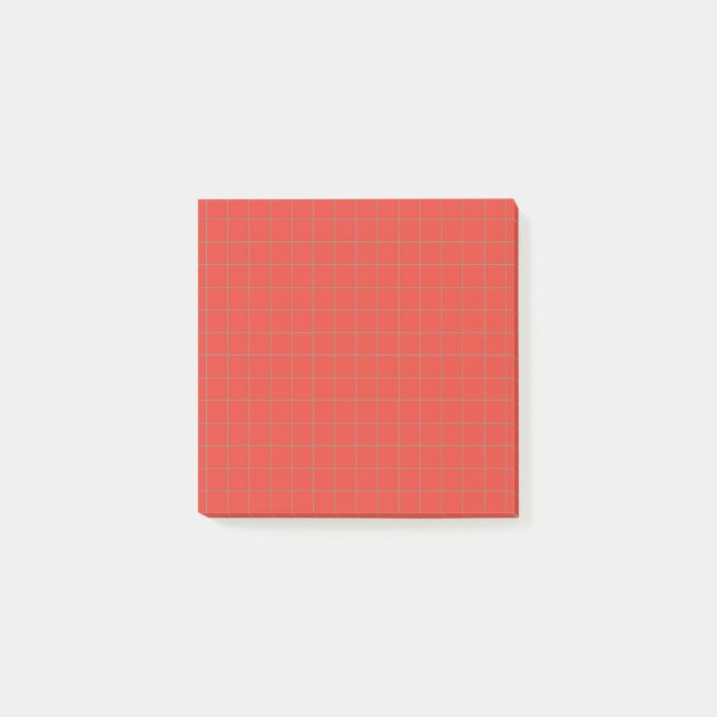 Bold Red Chequered Pattern Grid  Post-it Notes (Front)
