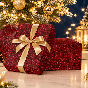 Bold Red Chunky Glitter Wrapping Paper, Festive Paper