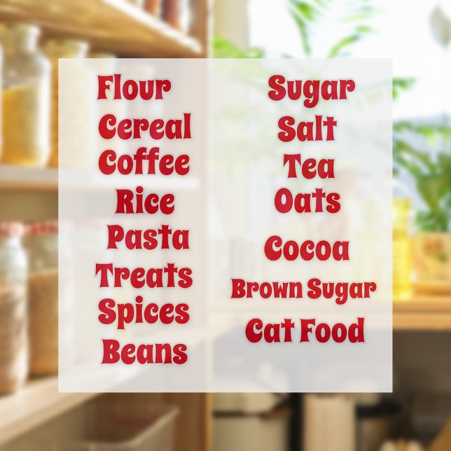 Bold Red Customisable Pantry Vinyl Stickers (Creator Uploaded)