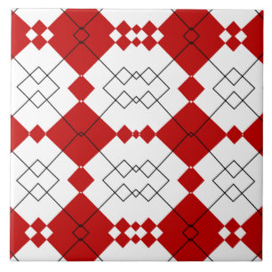 Bold Red Diamond Lattice Pattern Tile