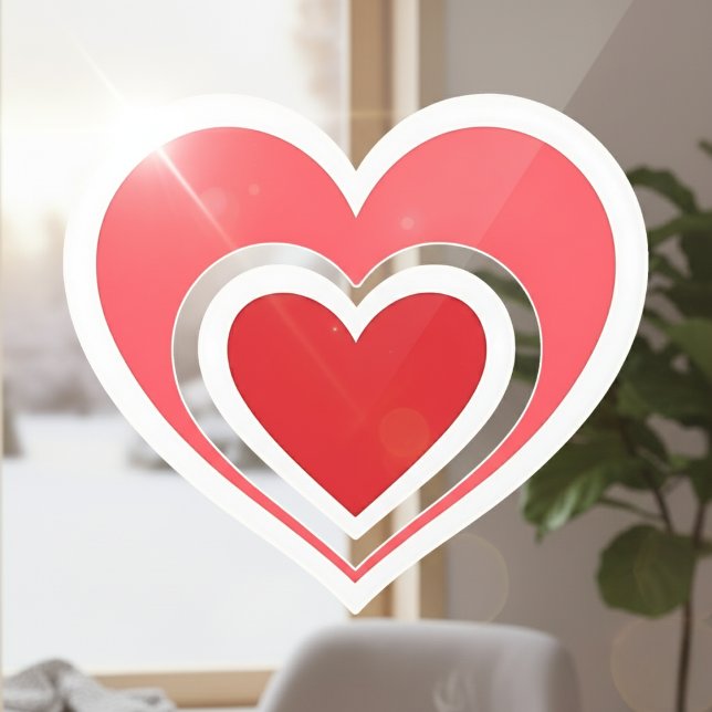 Bold Red Double Heart Window Cling (Bold Red Double Heart Window Cling)