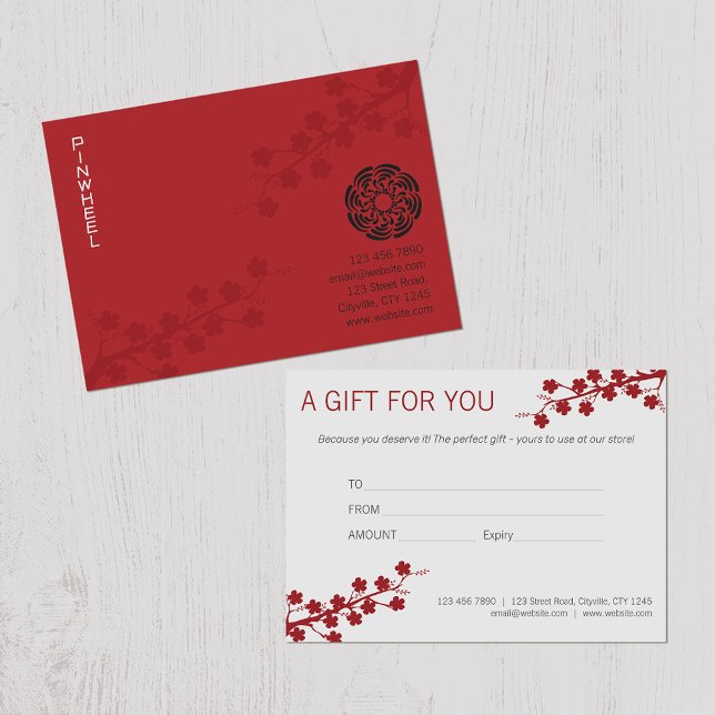 Bold Red Floral Gift Certificate (Creator Uploaded)