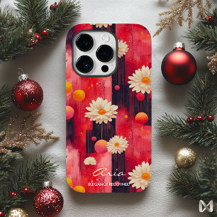 Bold Red Floral Pattern with Name Quote Case-Mate iPhone 14 Pro Case