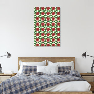 Bold Red Floral Seamless Pattern   Canvas Print