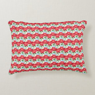 Bold Red Floral Seamless Pattern Colourful Decorative Cushion