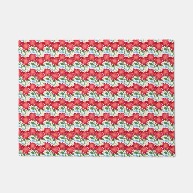Bold Red Floral Seamless Pattern | Colourful  Doormat (Front)