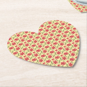 Bold Red Floral Seamless Pattern   Paper Coaster