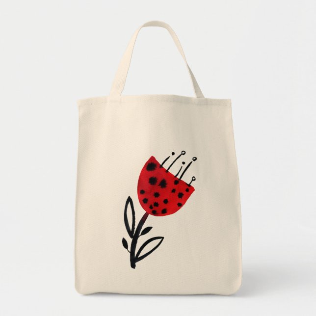 Bold Red Flower Tote Bag (Front)