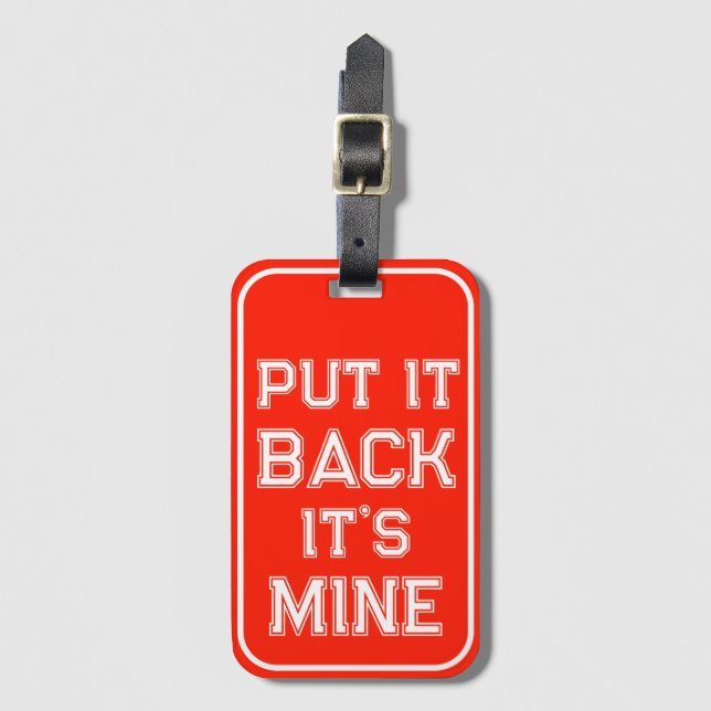 Bold Red Funny Luggage Tag (Front Vertical)