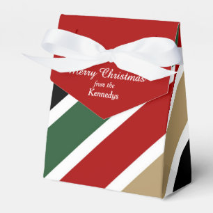 Bold Red Green Stripes Modern Christmas Favour Box