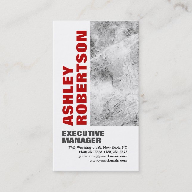 Bold Red Grey White Modern Professional Minimalist Business Card (Front)