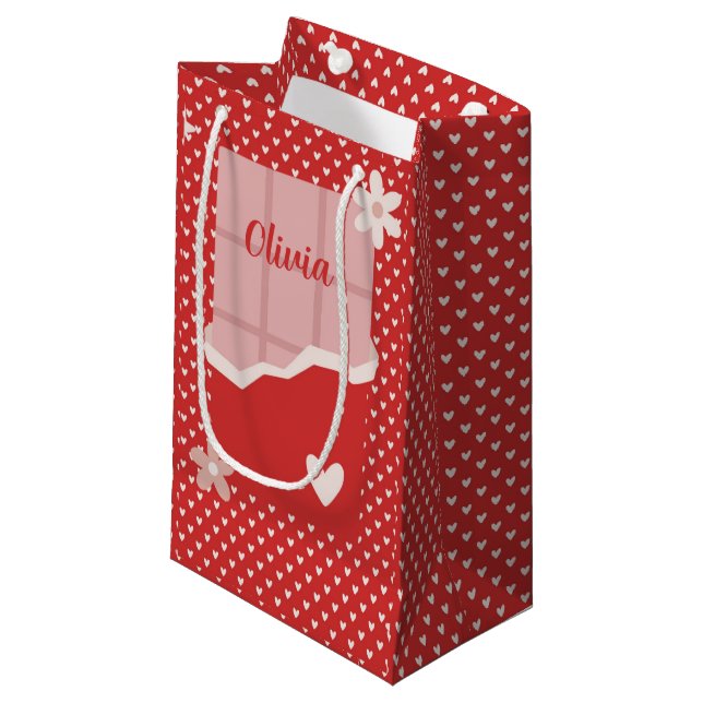 Bold Red Heart Love Design – Perfect for Custom Gi Small Gift Bag (Front Angled)