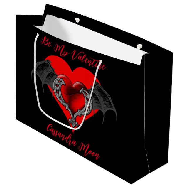 Bold Red Heart Valentine's Personalised Large Gift Bag (Front Angled)