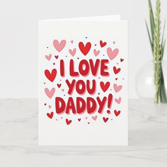 Bold Red I Love Daddy Card (Front)