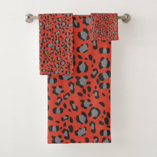 Bold Red Leopard Animal Print Glam 1 Bath Towel Set