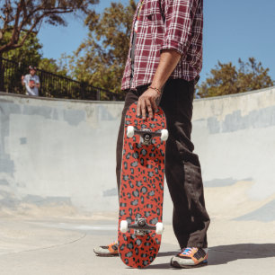 Bold Red Leopard Animal Print Glam 1 Skateboard